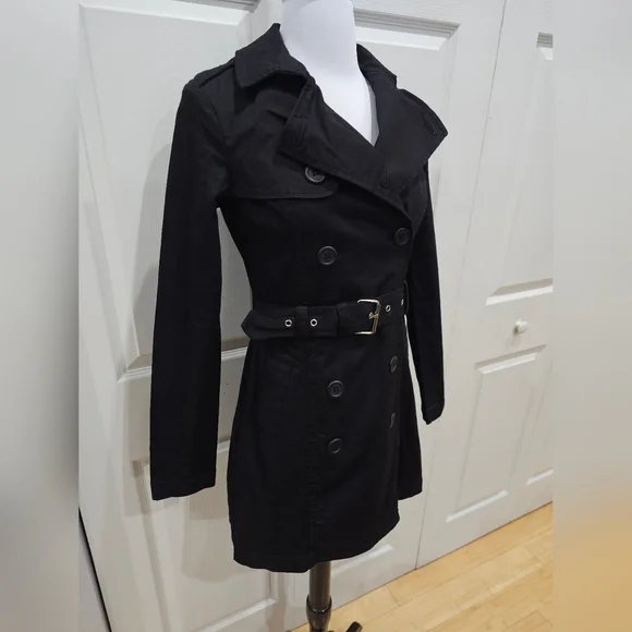 Hot Topic Y2K Royal Bones Black Double Breasted Corset Back Jacket Trench Coat - Picture 2 of 11